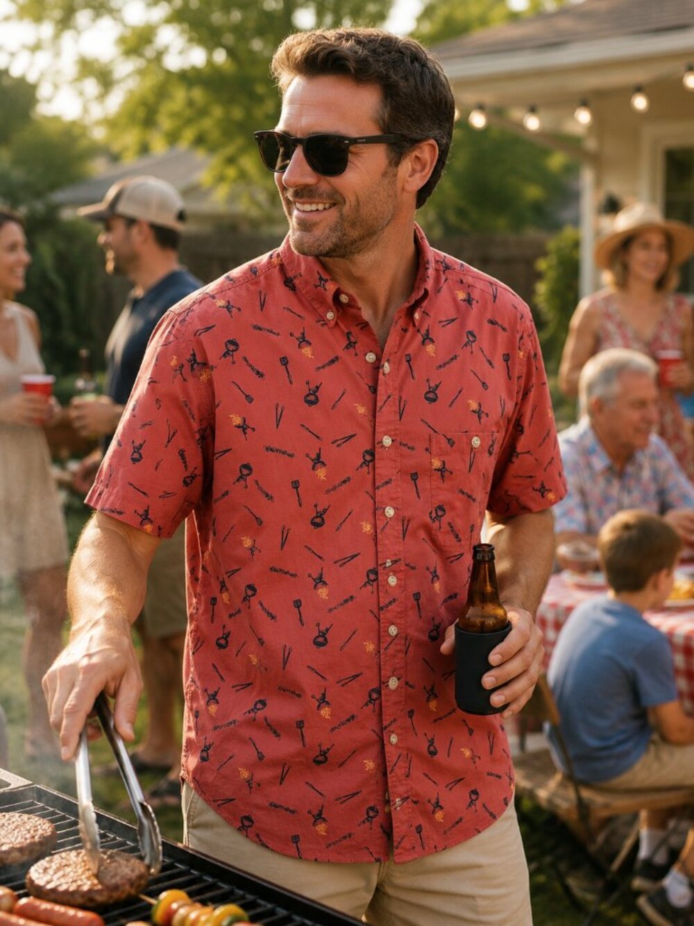 Duluth Untucked BBQ Grill Short Sleeve Men's Shirt Large Tall LT Father's Day